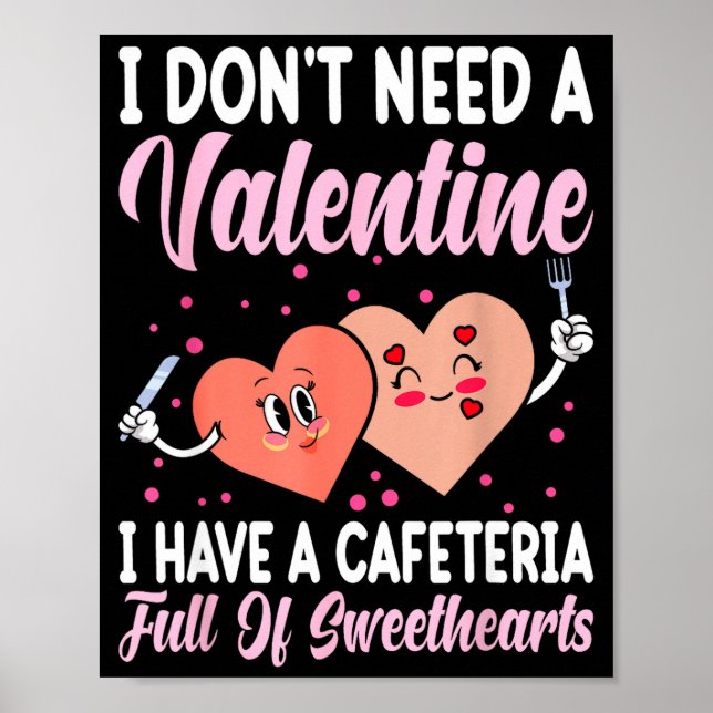 Lunch Lady Gift Co. Funny Valentine's Day - Black  Poster (Front)