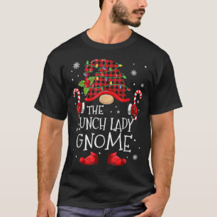 Lunch Lady Gnome Buffalo Plaid Matching Family Chr T-Shirt