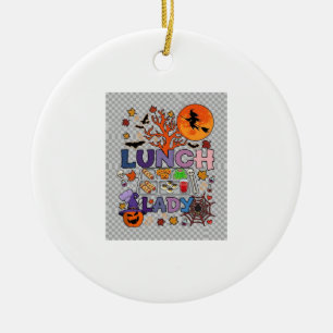 Lunch Lady Halloween Witch Moon Pumpkin_1 Ceramic Ornament