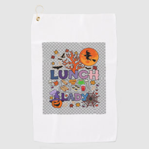 Lunch Lady Halloween Witch Moon Pumpkin_1 Golf Towel
