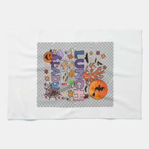 Lunch Lady Halloween Witch Moon Pumpkin_1 Tea Towel