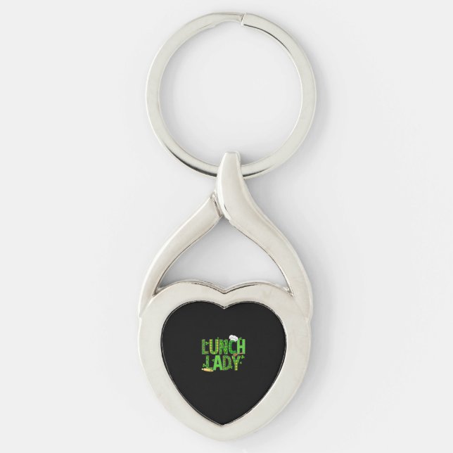 Lunch Lady Happy St Patrick's Day Cafeteria Worker Key Ring (Front)