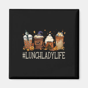 Lunch Lady Horror Coffee Spooky Halloween Pumpkin Magnet