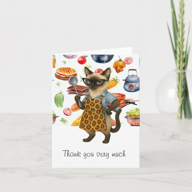 Lunch Lady is serving food  Thank You Card (Front)