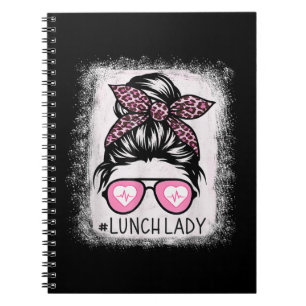 Lunch Lady Life Bleached Shirts Pink Leopard Messy Notebook