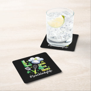 Lunch Lady Life Happy St Patricks Day Square Paper Coaster