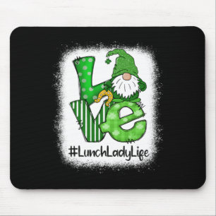 Lunch Lady Love St Patricks Day Matching Gnome Sha Mouse Pad