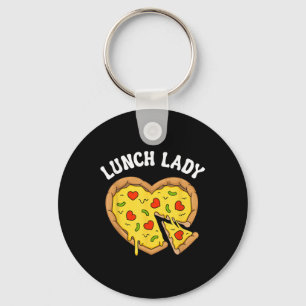 Lunch Lady Pizza Heart School Cafeteria Worker Key Ring