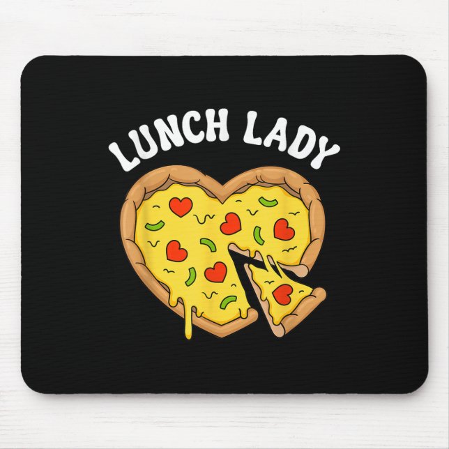 Lunch Lady Pizza Heart School Cafeteria Worker Mouse Pad (Front)