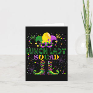 Lunch Lady Squad Mardi Gras Masked Proud Job Team  Card