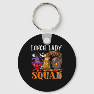 Lunch Lady Squad Thanksgiving Halloween Fall Tre B Key Ring