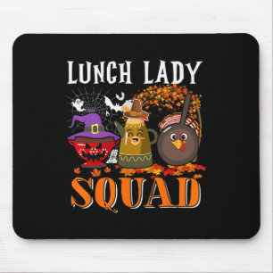 Lunch Lady Squad Thanksgiving Halloween Fall Tre B Mouse Pad
