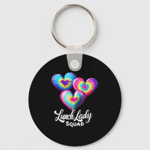 Lunch Lady Squad Tie Dye Hearts Present For Cafete Key Ring