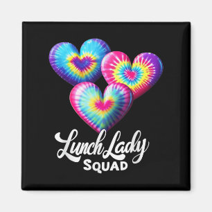 Lunch Lady Squad Tie Dye Hearts Present For Cafete Magnet