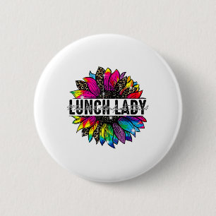 Lunch Lady Sunflower Leopard Tie Dye Ck To School 6 Cm Round Badge