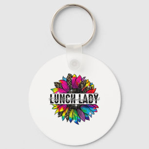 Lunch Lady Sunflower Leopard Tie Dye Ck To School Key Ring