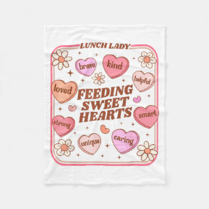 Lunch Lady Valentines Day Retro Cute Cafeteria Swe Fleece Blanket