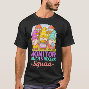 Lunch Monitor Playground Teacher Aide Gnome Fun Re T-Shirt
