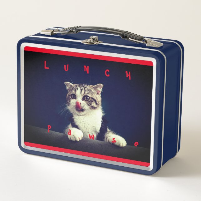 Lunch Pause Time - red Metal Lunch Box (Front)