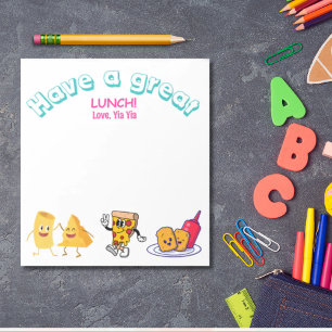 Lunch time love for kids personalised food cartoon notepad