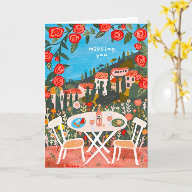 Lunch with A View Missing You Countryside Gouache Card (Yellow Flower)