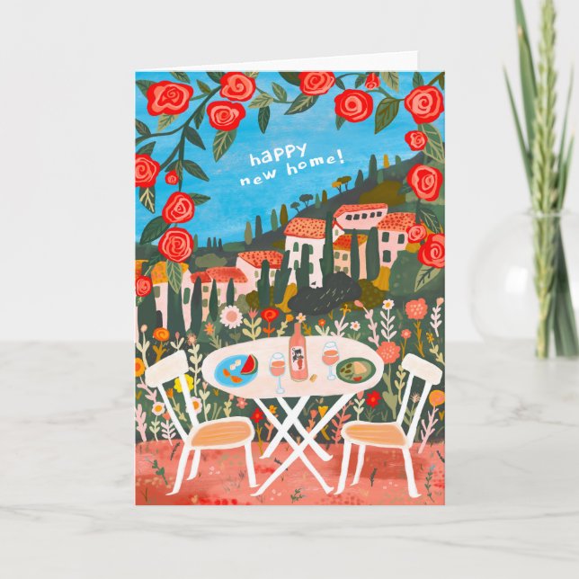 Lunch with A View New Home Congrats Gouache Art Card (Front)