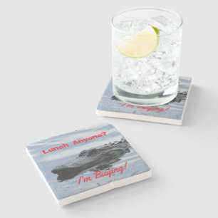 Lunch with Alligator Stone Coaster