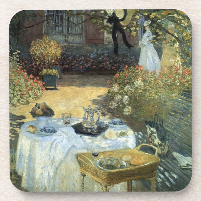 Luncheon by Claude Monet, Vintage Impressionism Coaster (Front)