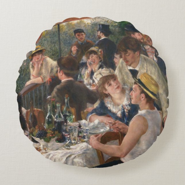 Luncheon of the Boating Party - Auguste Renoir Round Cushion (Front)
