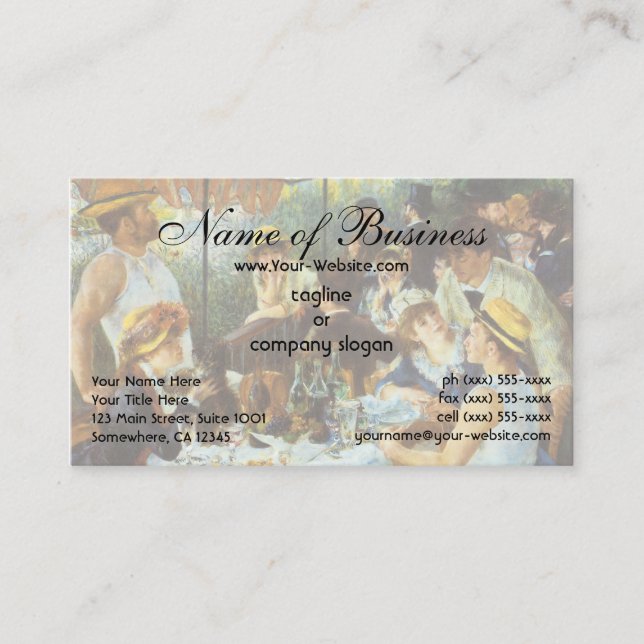 Luncheon of the Boating Party by Pierre Renoir Business Card (Front)