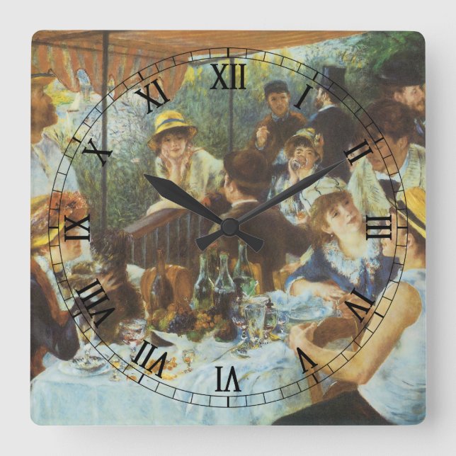 Luncheon of the Boating Party by Pierre Renoir Square Wall Clock (Front)