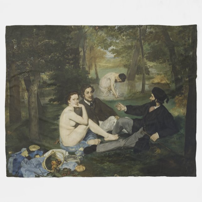 Luncheon on the Grass by Edouard Manet Fleece Blanket (Front (Horizontal))