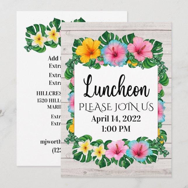 Luncheon or Any Occasion - See Back  Invitation (Front/Back)