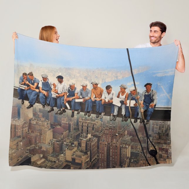 Lunchtime Atop a Skyscraper Remastered 1932 Fleece Blanket (In Situ)