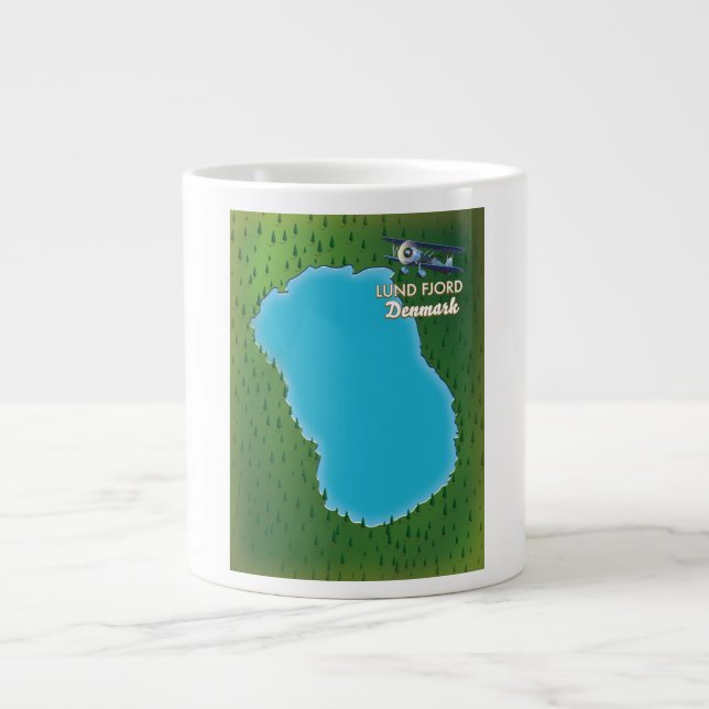 Lund Fjord Denmark map Large Coffee Mug (Front)