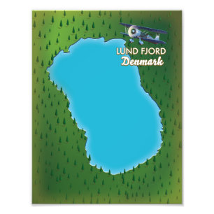 Lund Fjord Denmark map Photo Print