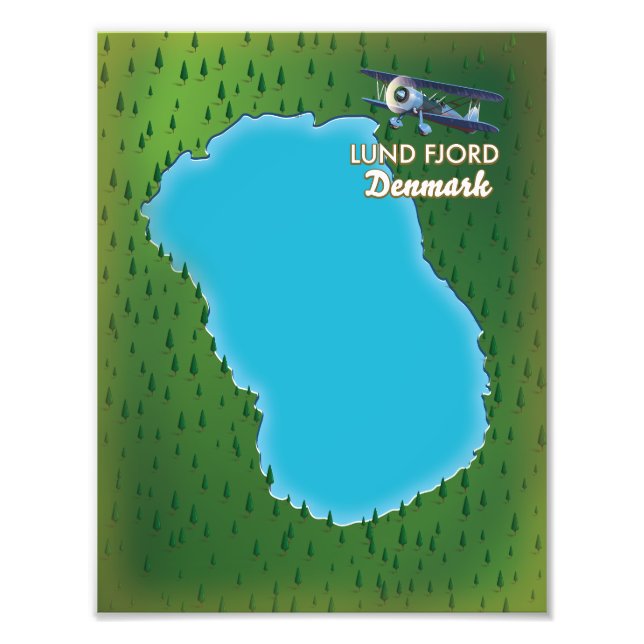 Lund Fjord Denmark map Photo Print (Front)