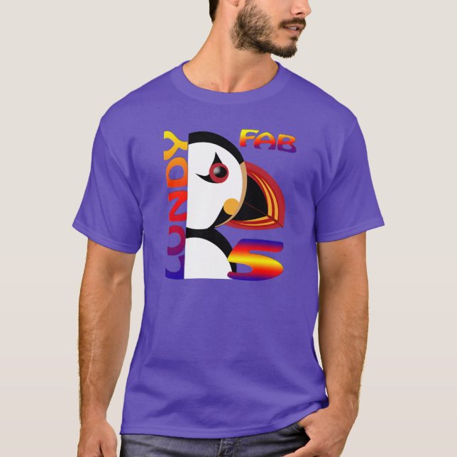 Lundy Puffin 2 Purple T-Shirt (Front)