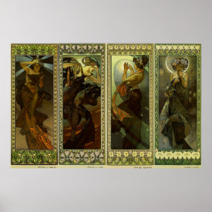 Lune et Etoiles - 1902 - By Alphonse Mucha Poster