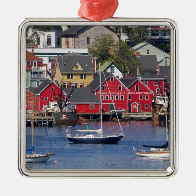 Lunenberg, Nova Scotia, Canada. 3 Metal Tree Decoration (Front)