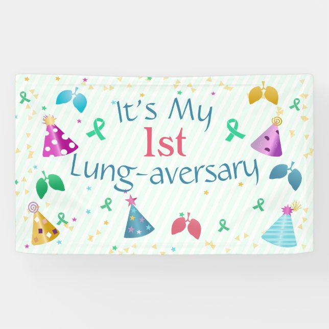 Lung-aversary Green Stripe Party Custom  Banner (Horizontal)