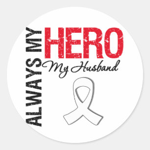 Lung & Bone Cancer - Always My Hero My Husband Classic Round Sticker