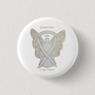 Lung Cancer Awareness Angel Ribbon Art Pin