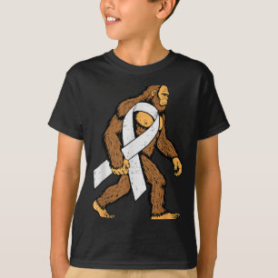 Lung Cancer Awareness Bigfoot White Ribbon Suprt M T-Shirt