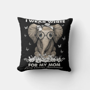 Lung Cancer Awareness Elephant White Ribbon for My Cushion