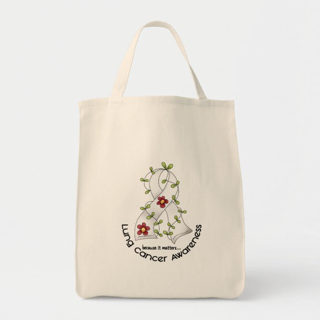 Lung Cancer Awareness FLOWER RIBBON 1 Tote Bag (Front)
