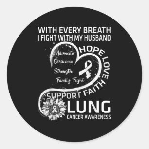 Lung Cancer Awareness Gift Husband Lung Cancer Rib Classic Round Sticker