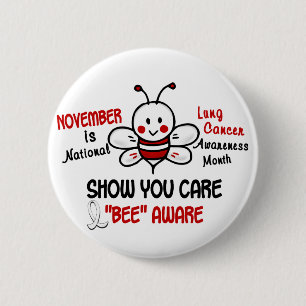 Lung Cancer Awareness Month Bee 1.2 6 Cm Round Badge