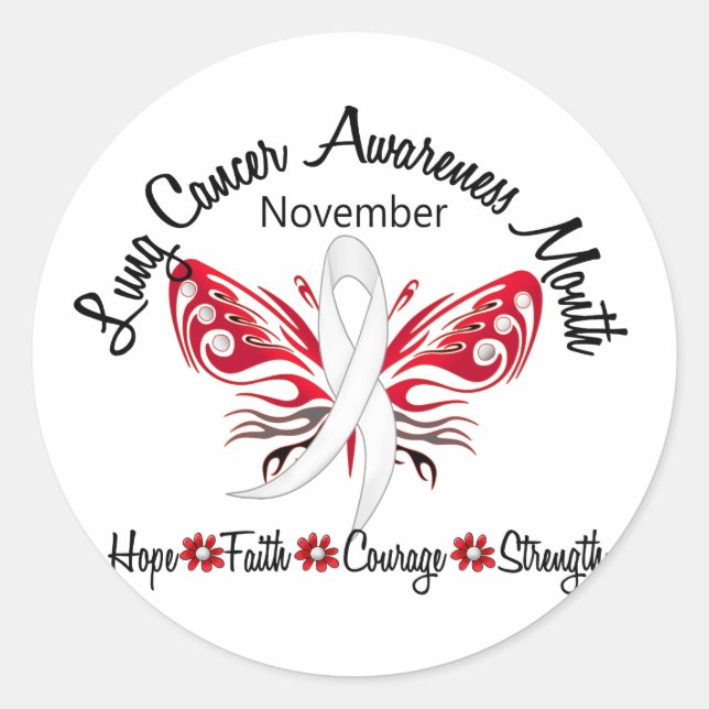 Lung Cancer Awareness Month Butterfly 3.2 Classic Round Sticker (Front)