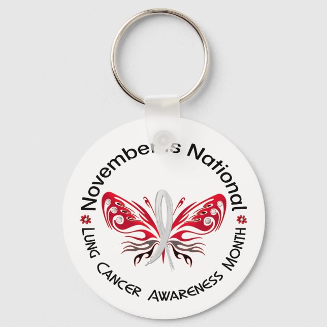 Lung Cancer Awareness Month Butterfly 3.3 Key Ring (Front)